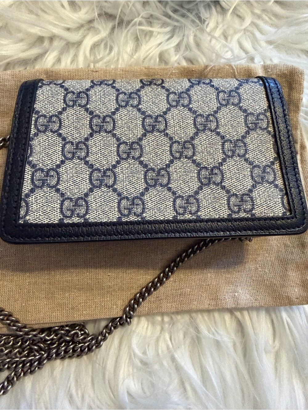 Gucci Blue GG Canvas and Leather Dionysus Crossbody Bag - Picture 5 of 12